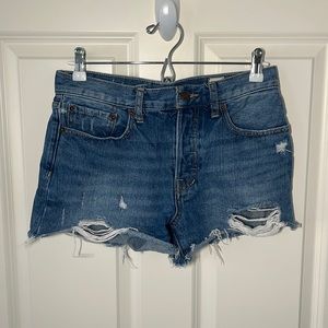 Free People Women's Blue Distressed Jean Shorts SIZE: 27